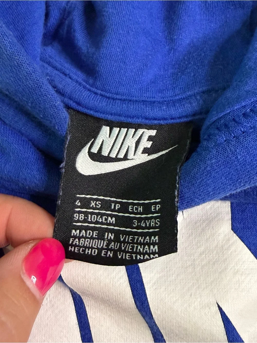 Nike Kids Pullover Hoodie – Blue/White Logo‎ – Size 4 (3-4 Years)
